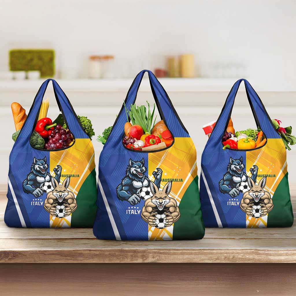 Italy And Australia Soccer Grocery Bag Gli Azzurri Vs Socceroos