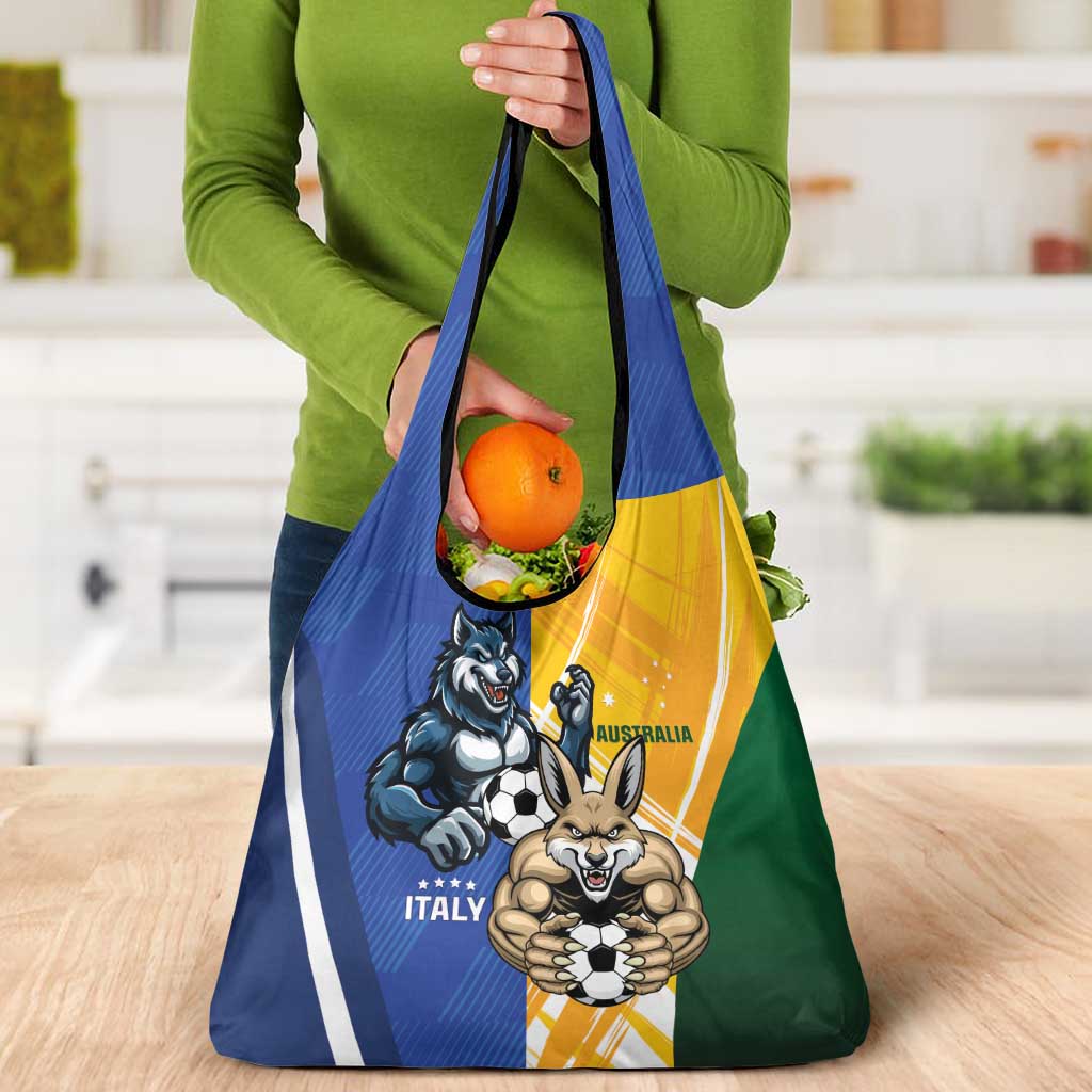Italy And Australia Soccer Grocery Bag Gli Azzurri Vs Socceroos