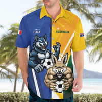 Custom Italy And Australia Soccer Hawaiian Shirt Gli Azzurri Vs Socceroos