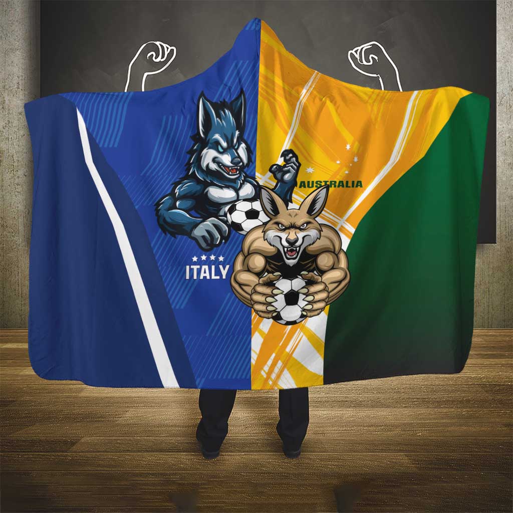 Italy And Australia Soccer Hooded Blanket Gli Azzurri Vs Socceroos