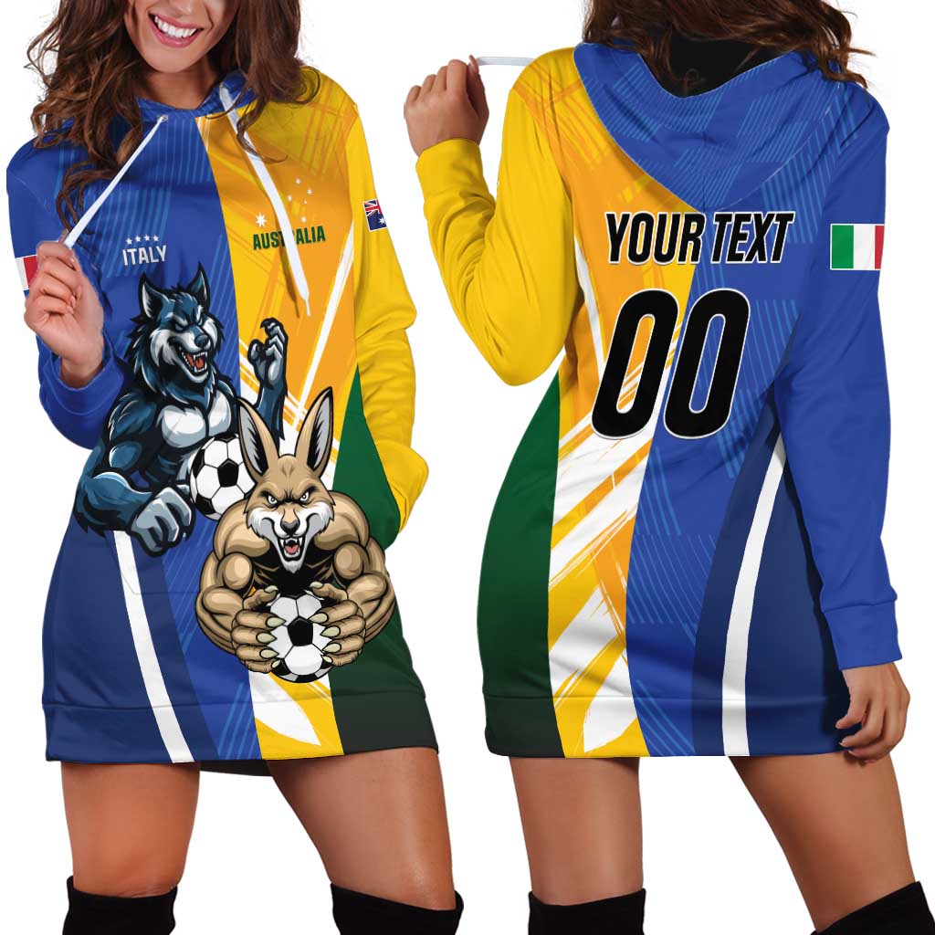 Custom Italy And Australia Soccer Hoodie Dress Gli Azzurri Vs Socceroos
