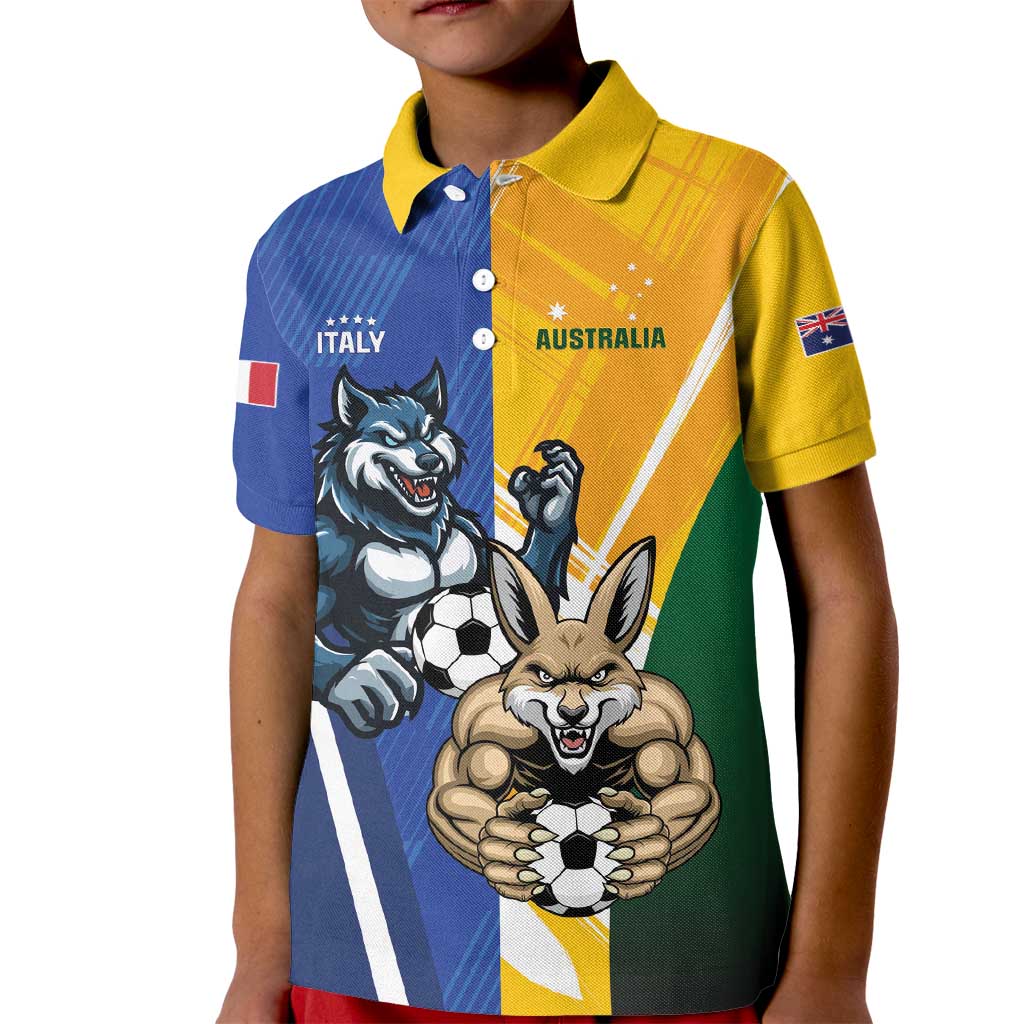 Custom Italy And Australia Soccer Kid Polo Shirt Gli Azzurri Vs Socceroos