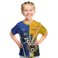Custom Italy And Australia Soccer Kid T Shirt Gli Azzurri Vs Socceroos