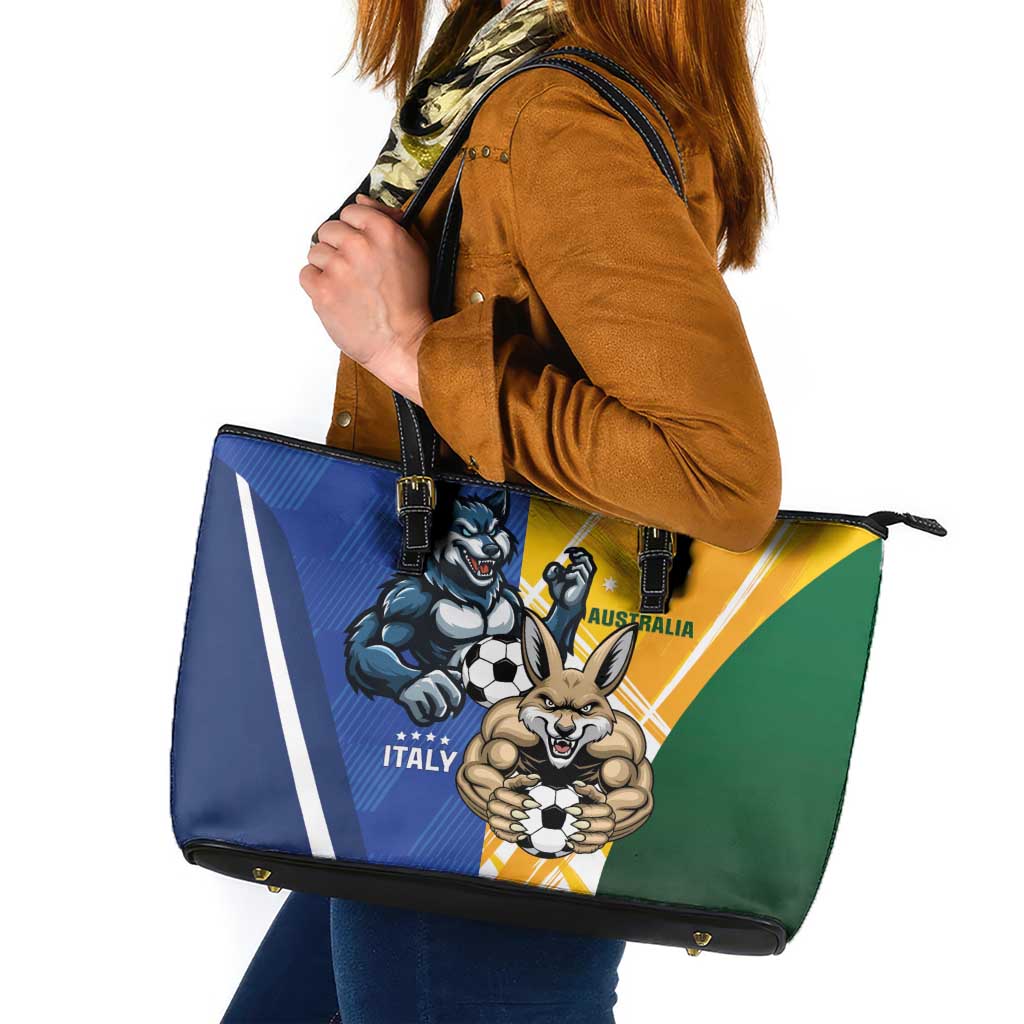Italy And Australia Soccer Leather Tote Bag Gli Azzurri Vs Socceroos
