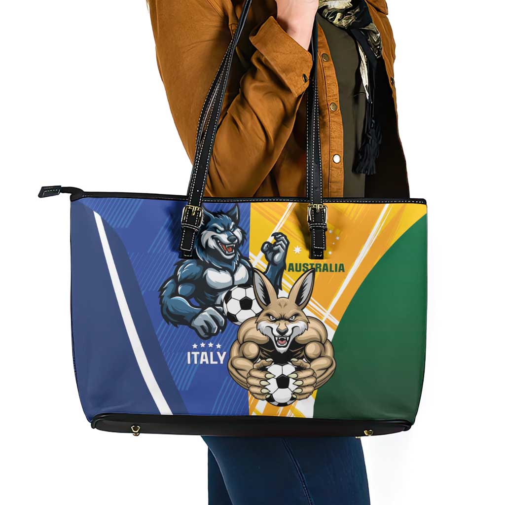 Italy And Australia Soccer Leather Tote Bag Gli Azzurri Vs Socceroos