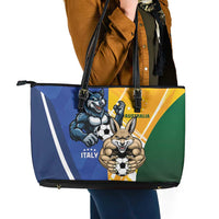 Italy And Australia Soccer Leather Tote Bag Gli Azzurri Vs Socceroos