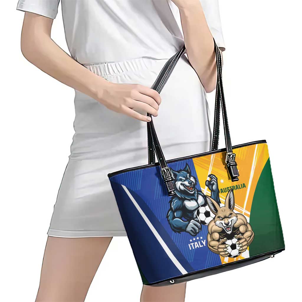 Italy And Australia Soccer Leather Tote Bag Gli Azzurri Vs Socceroos