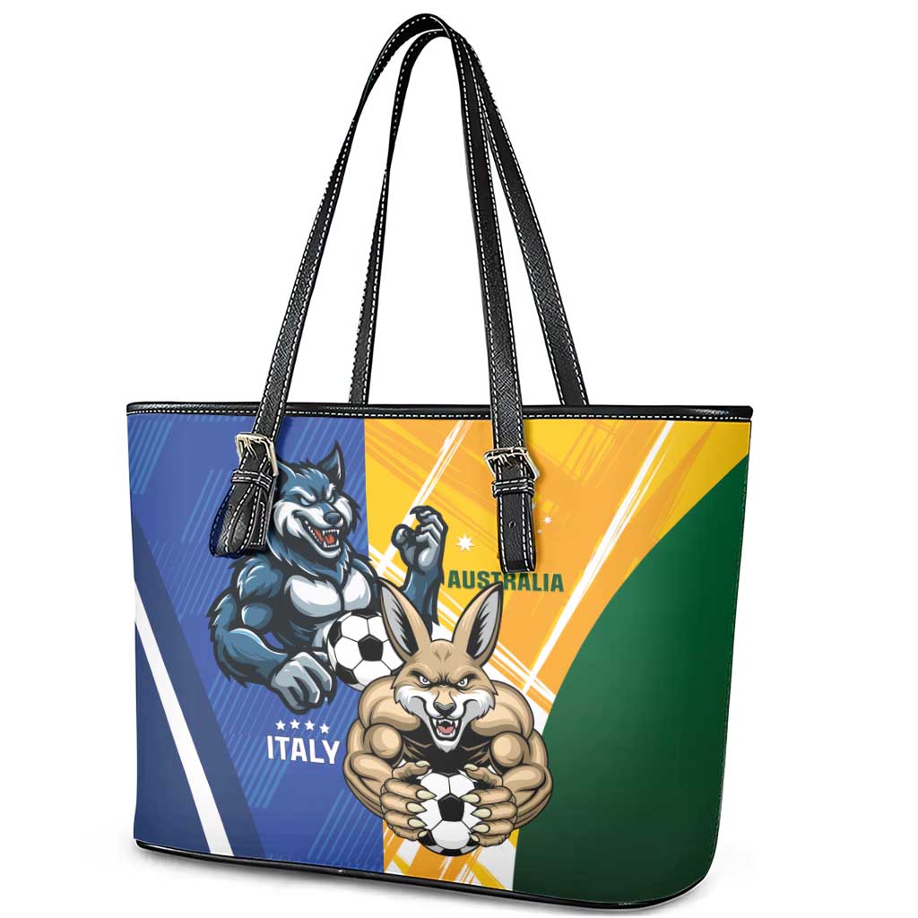 Italy And Australia Soccer Leather Tote Bag Gli Azzurri Vs Socceroos