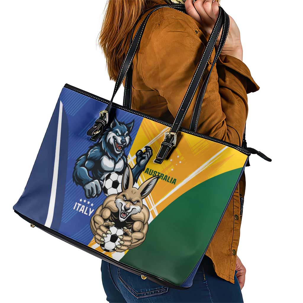 Italy And Australia Soccer Leather Tote Bag Gli Azzurri Vs Socceroos