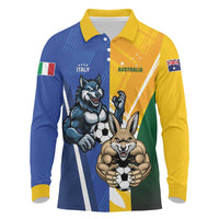 Custom Italy And Australia Soccer Long Sleeve Polo Shirt Gli Azzurri Vs Socceroos