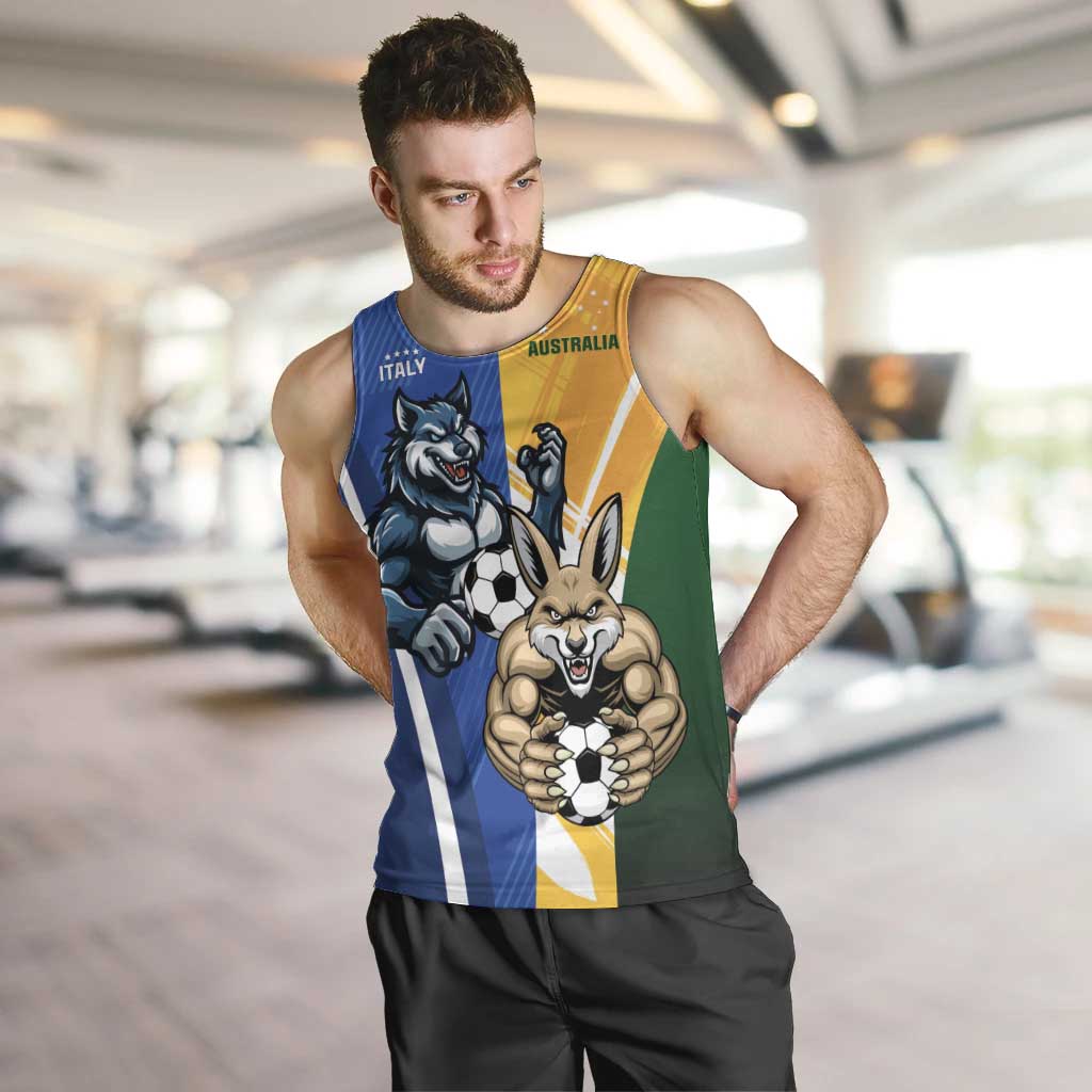 Custom Italy And Australia Soccer Men Tank Top Gli Azzurri Vs Socceroos