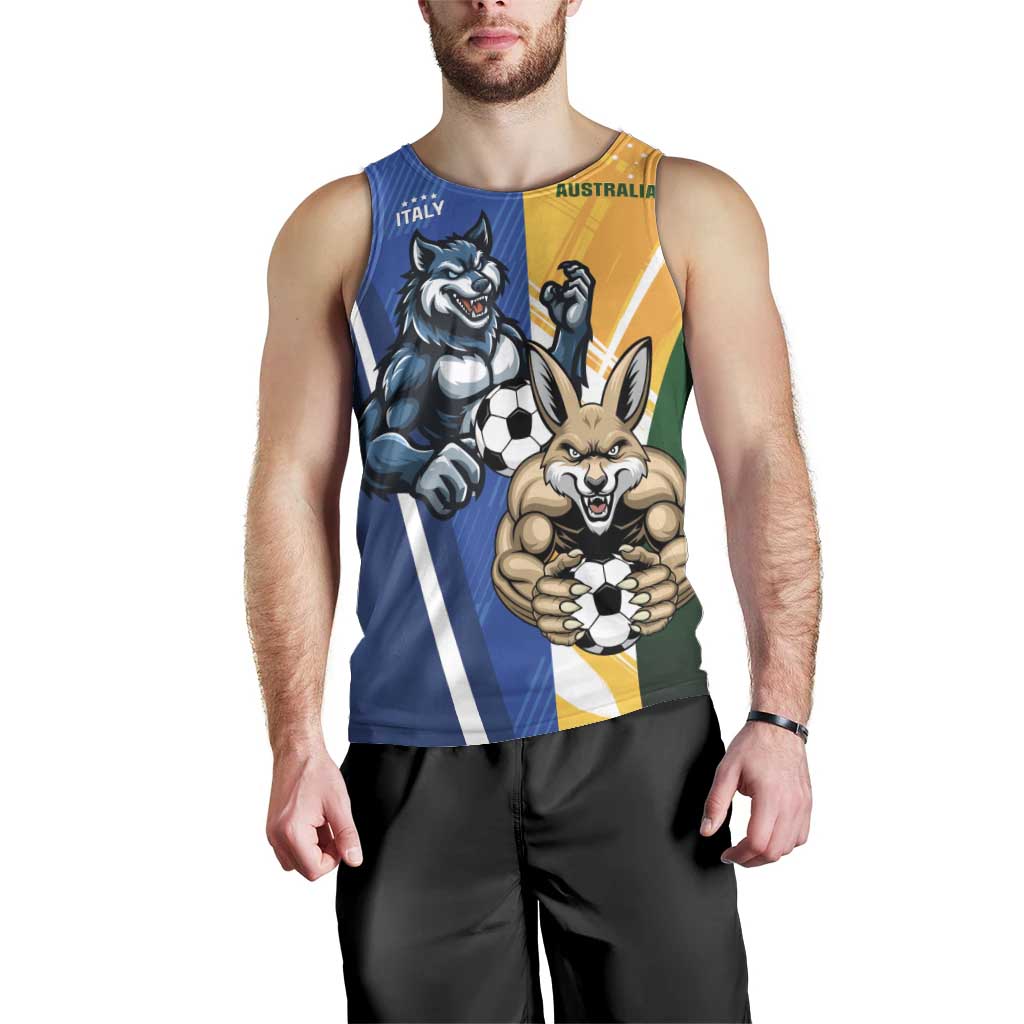 Custom Italy And Australia Soccer Men Tank Top Gli Azzurri Vs Socceroos