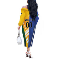 Custom Italy And Australia Soccer Off The Shoulder Long Sleeve Dress Gli Azzurri Vs Socceroos