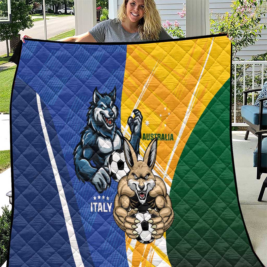 Italy And Australia Soccer Quilt Gli Azzurri Vs Socceroos