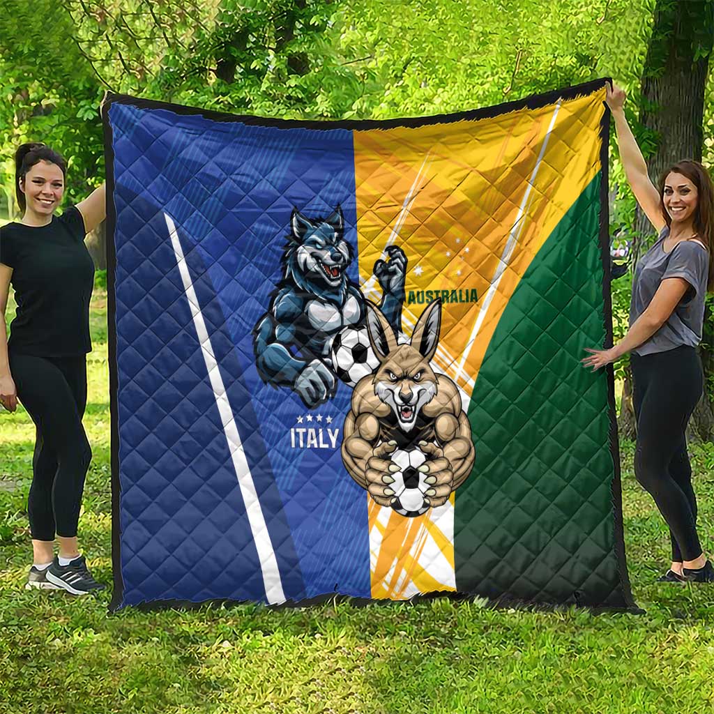 Italy And Australia Soccer Quilt Gli Azzurri Vs Socceroos