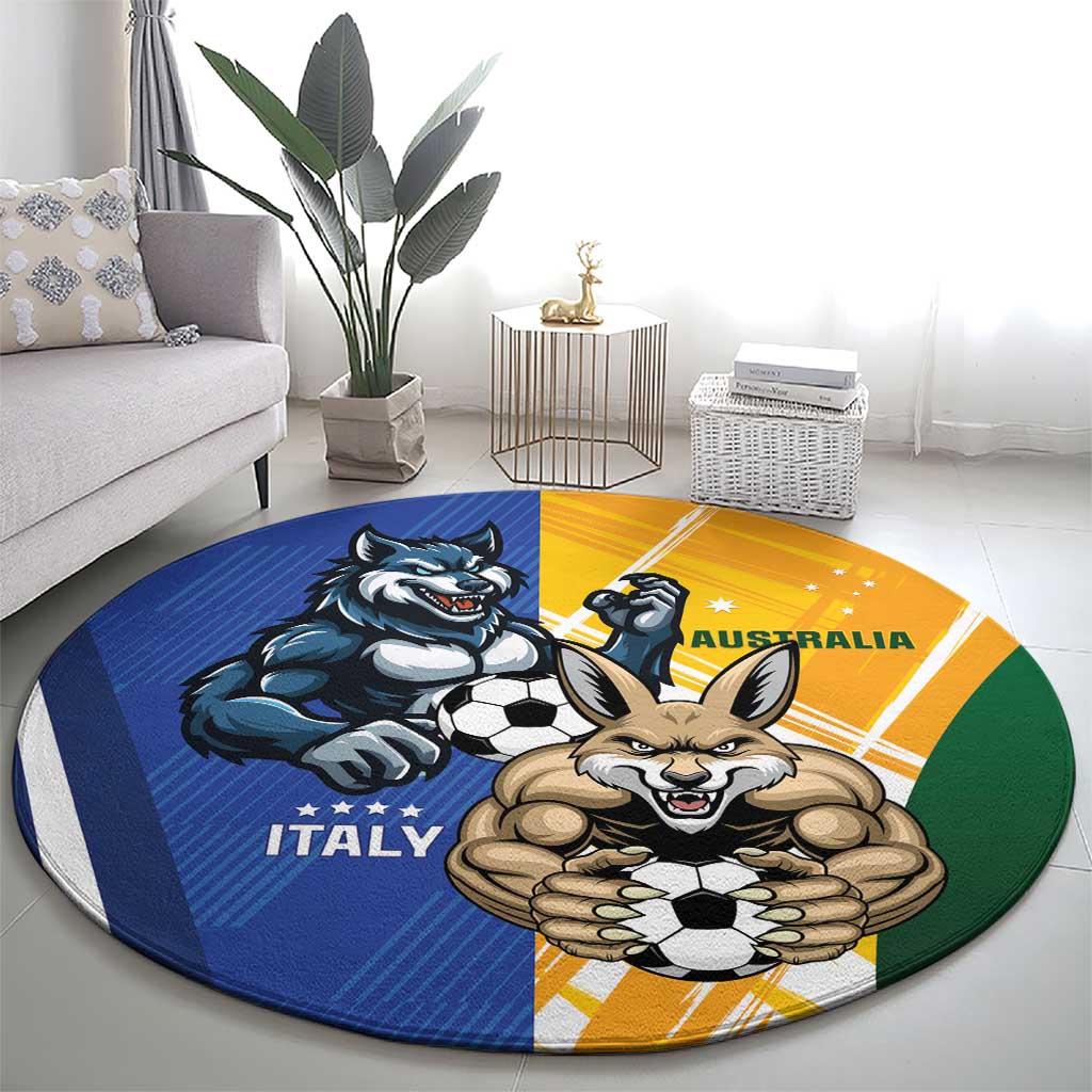Italy And Australia Soccer Round Carpet Gli Azzurri Vs Socceroos