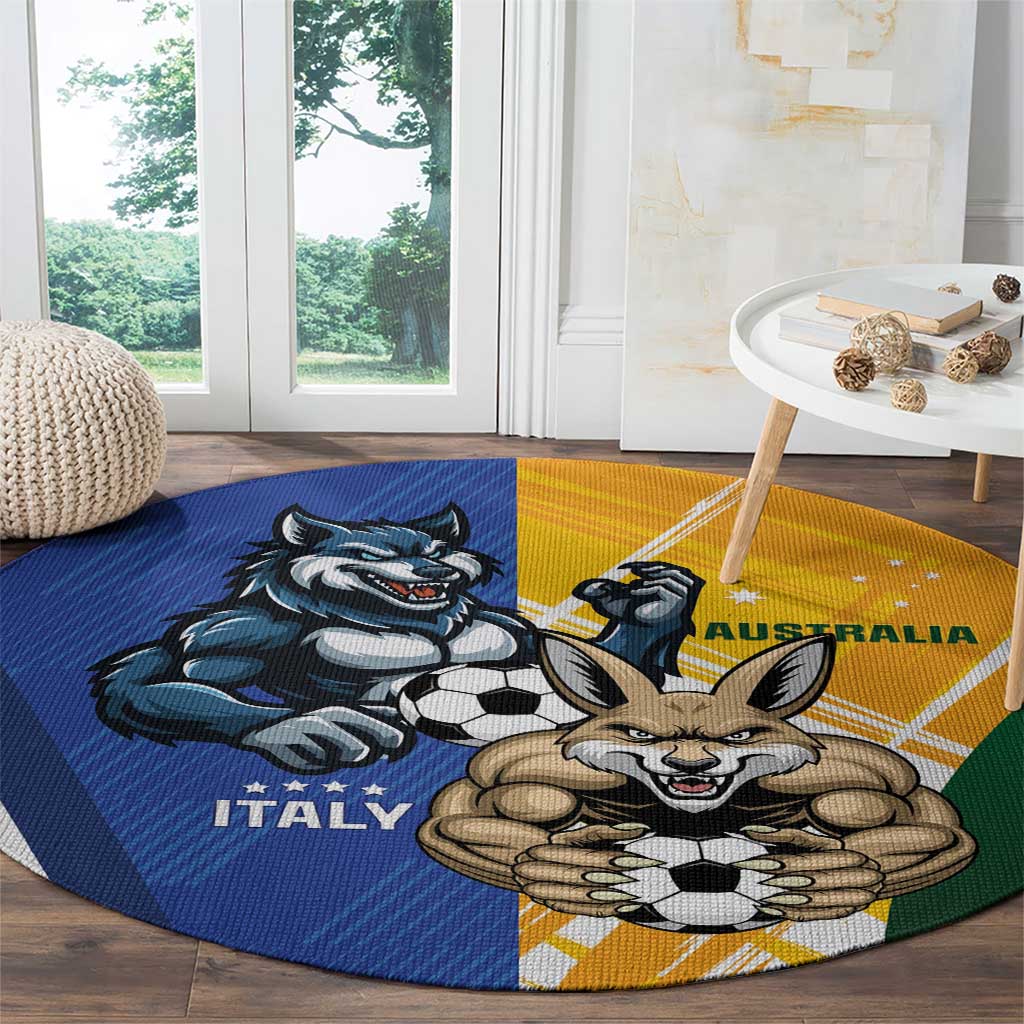 Italy And Australia Soccer Round Carpet Gli Azzurri Vs Socceroos