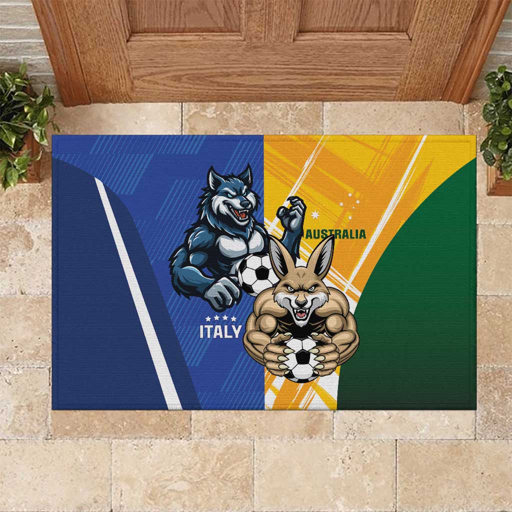 Italy And Australia Soccer Rubber Doormat Gli Azzurri Vs Socceroos