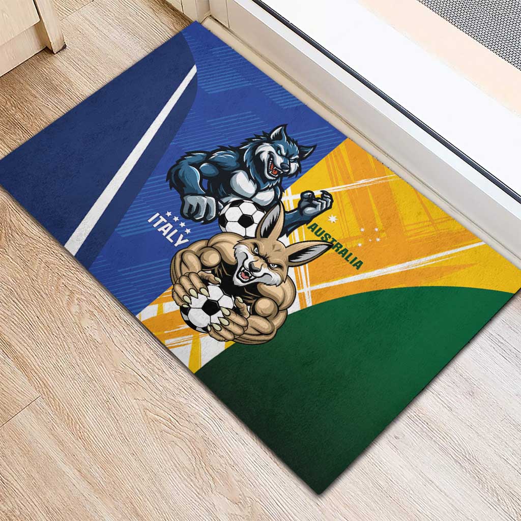 Italy And Australia Soccer Rubber Doormat Gli Azzurri Vs Socceroos