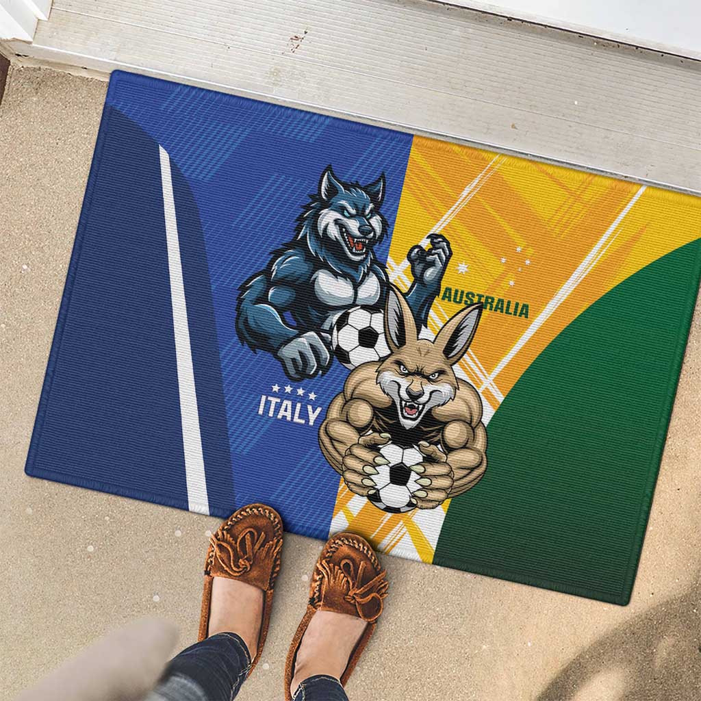 Italy And Australia Soccer Rubber Doormat Gli Azzurri Vs Socceroos