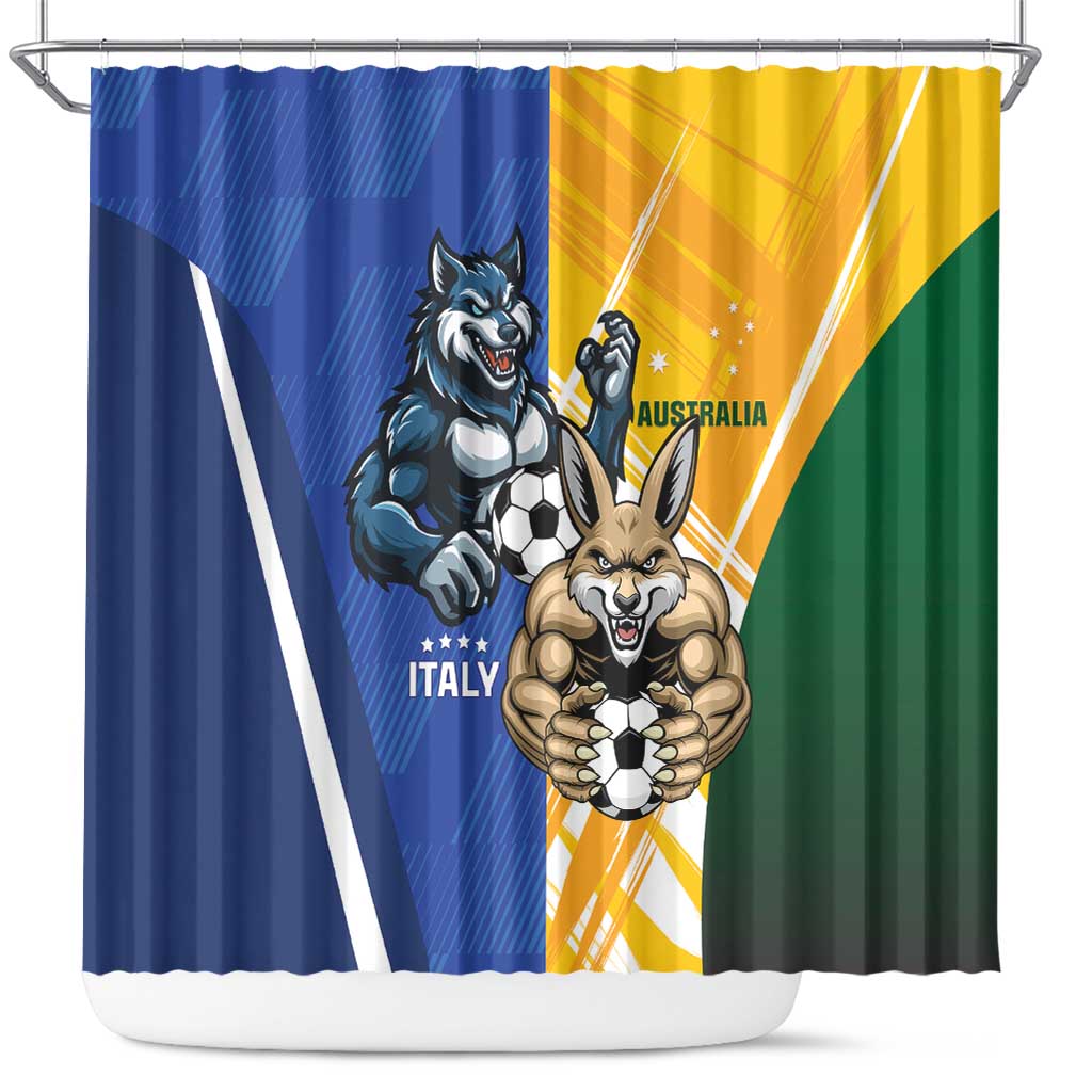 Italy And Australia Soccer Shower Curtain Gli Azzurri Vs Socceroos