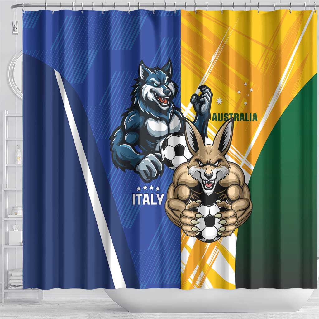 Italy And Australia Soccer Shower Curtain Gli Azzurri Vs Socceroos
