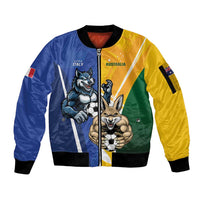 Custom Italy And Australia Soccer Sleeve Zip Bomber Jacket Gli Azzurri Vs Socceroos