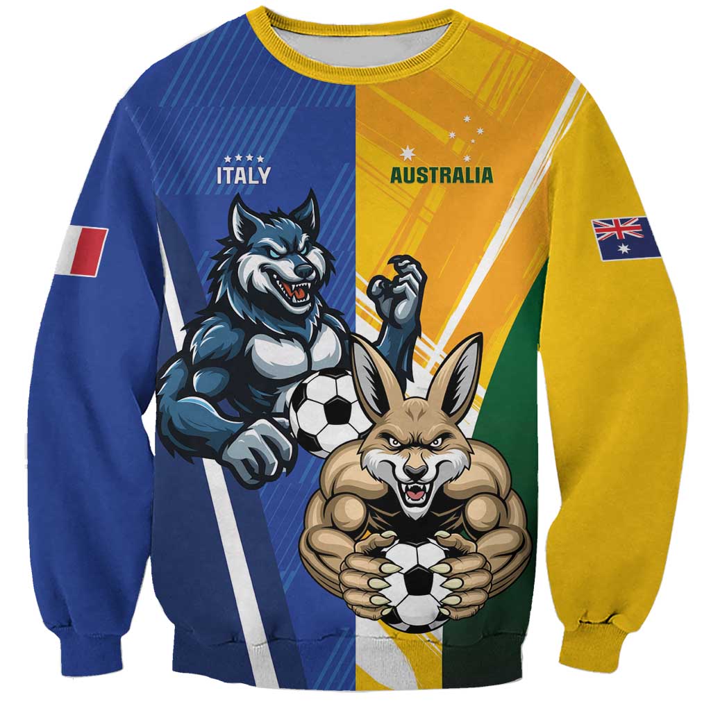 Custom Italy And Australia Soccer Sweatshirt Gli Azzurri Vs Socceroos