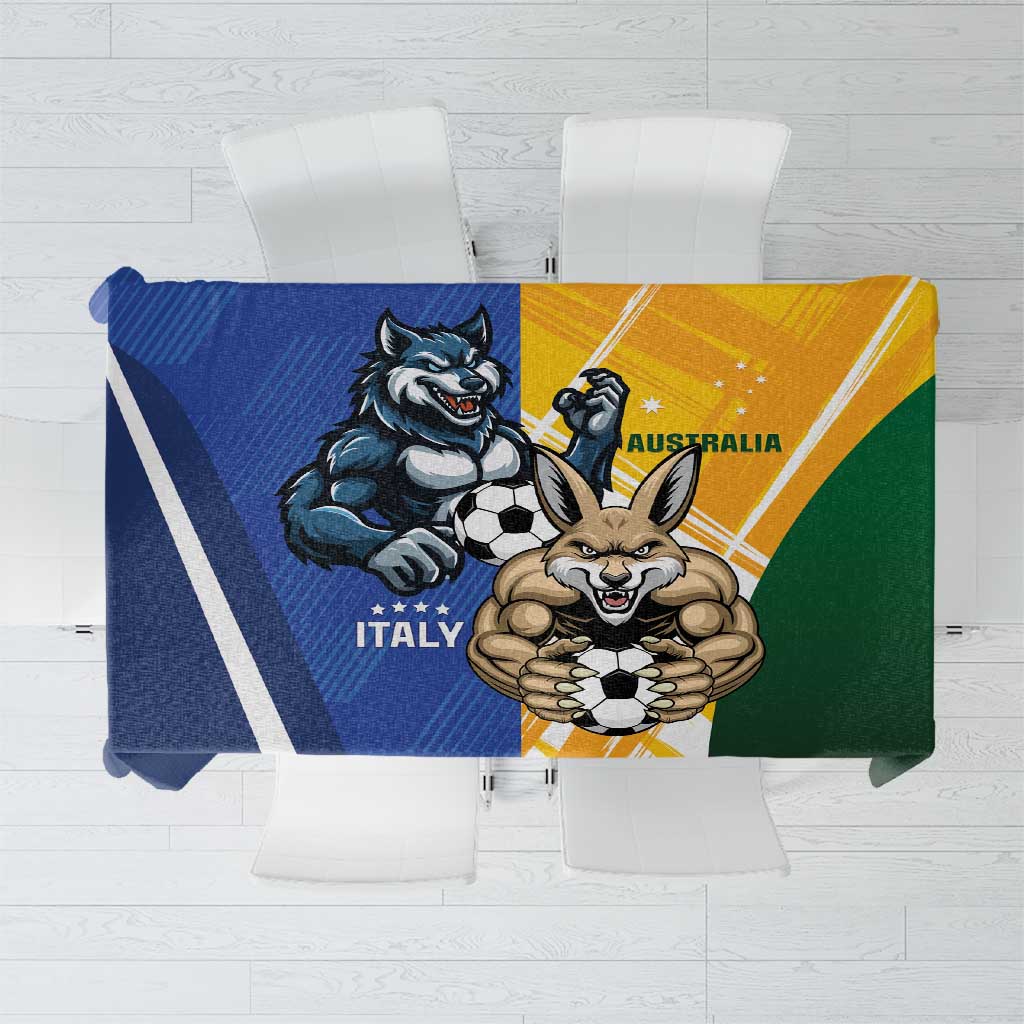 Italy And Australia Soccer Tablecloth Gli Azzurri Vs Socceroos