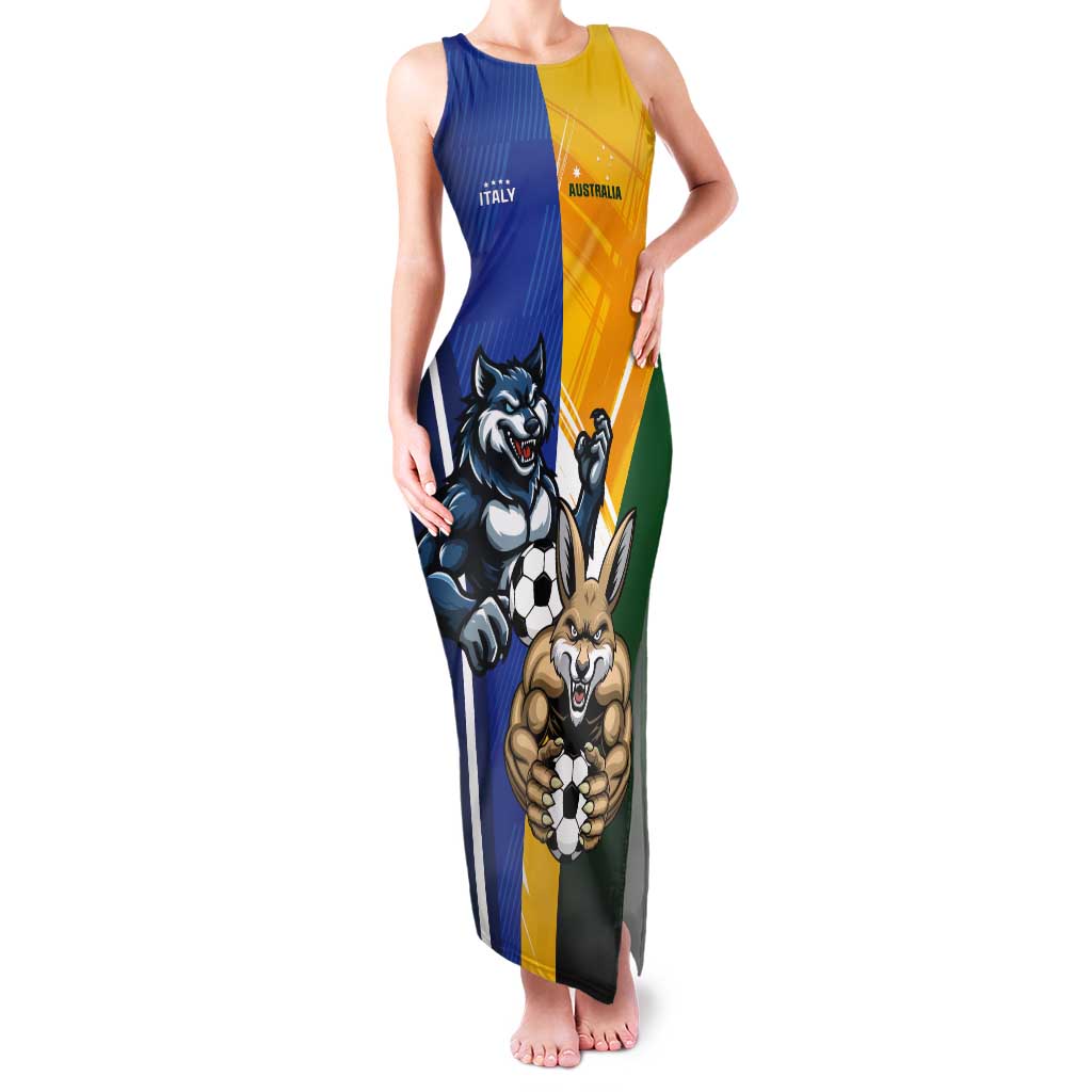Custom Italy And Australia Soccer Tank Maxi Dress Gli Azzurri Vs Socceroos