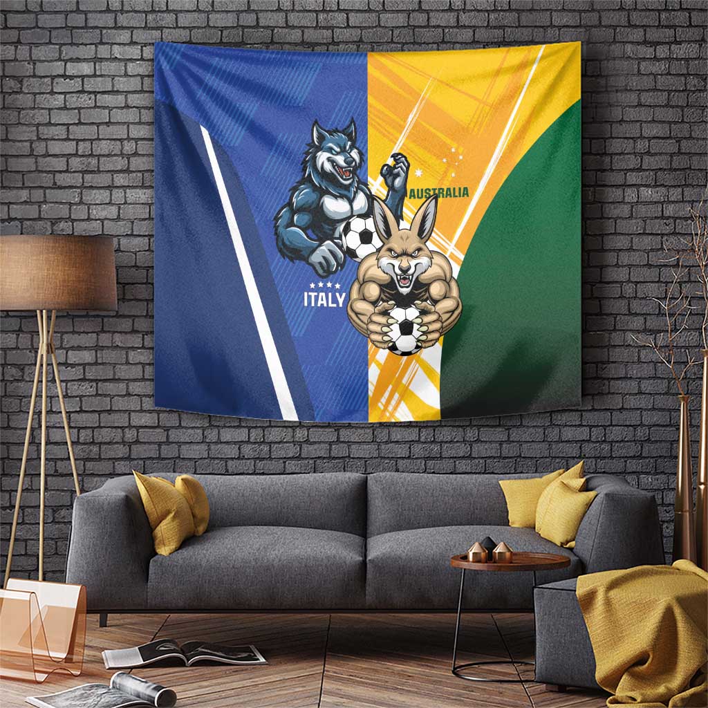 Italy And Australia Soccer Tapestry Gli Azzurri Vs Socceroos