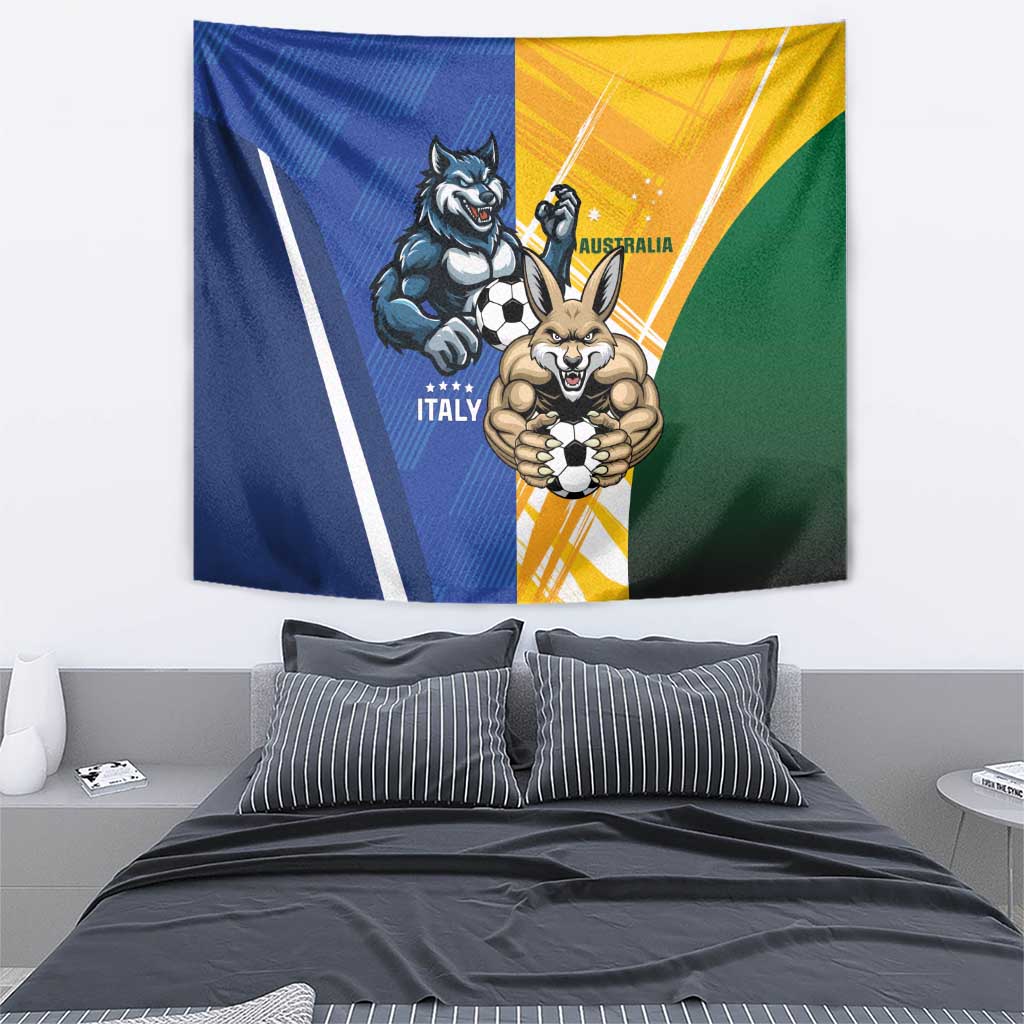 Italy And Australia Soccer Tapestry Gli Azzurri Vs Socceroos