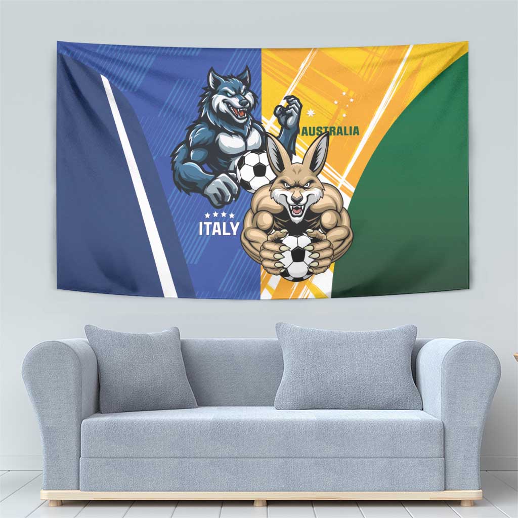 Italy And Australia Soccer Tapestry Gli Azzurri Vs Socceroos
