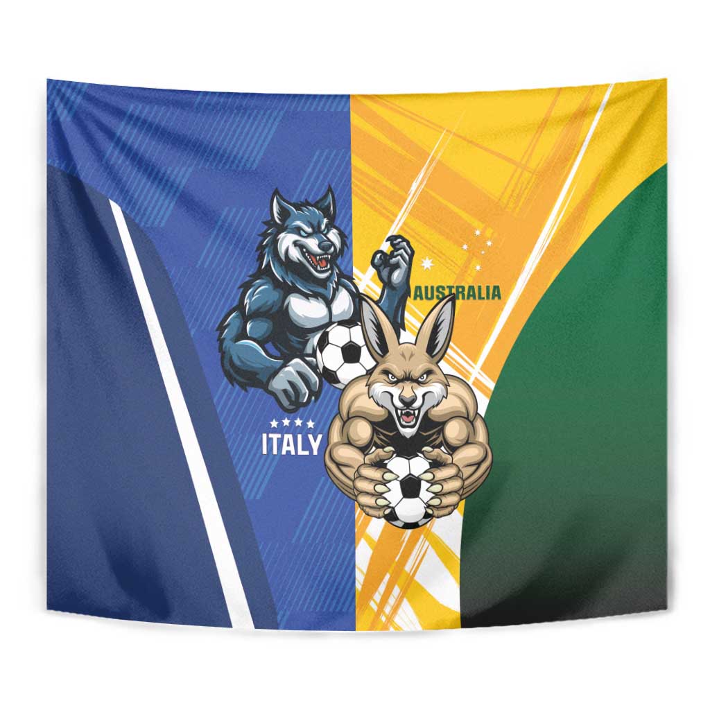 Italy And Australia Soccer Tapestry Gli Azzurri Vs Socceroos