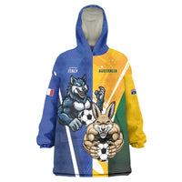 Custom Italy And Australia Soccer Wearable Blanket Hoodie Gli Azzurri Vs Socceroos