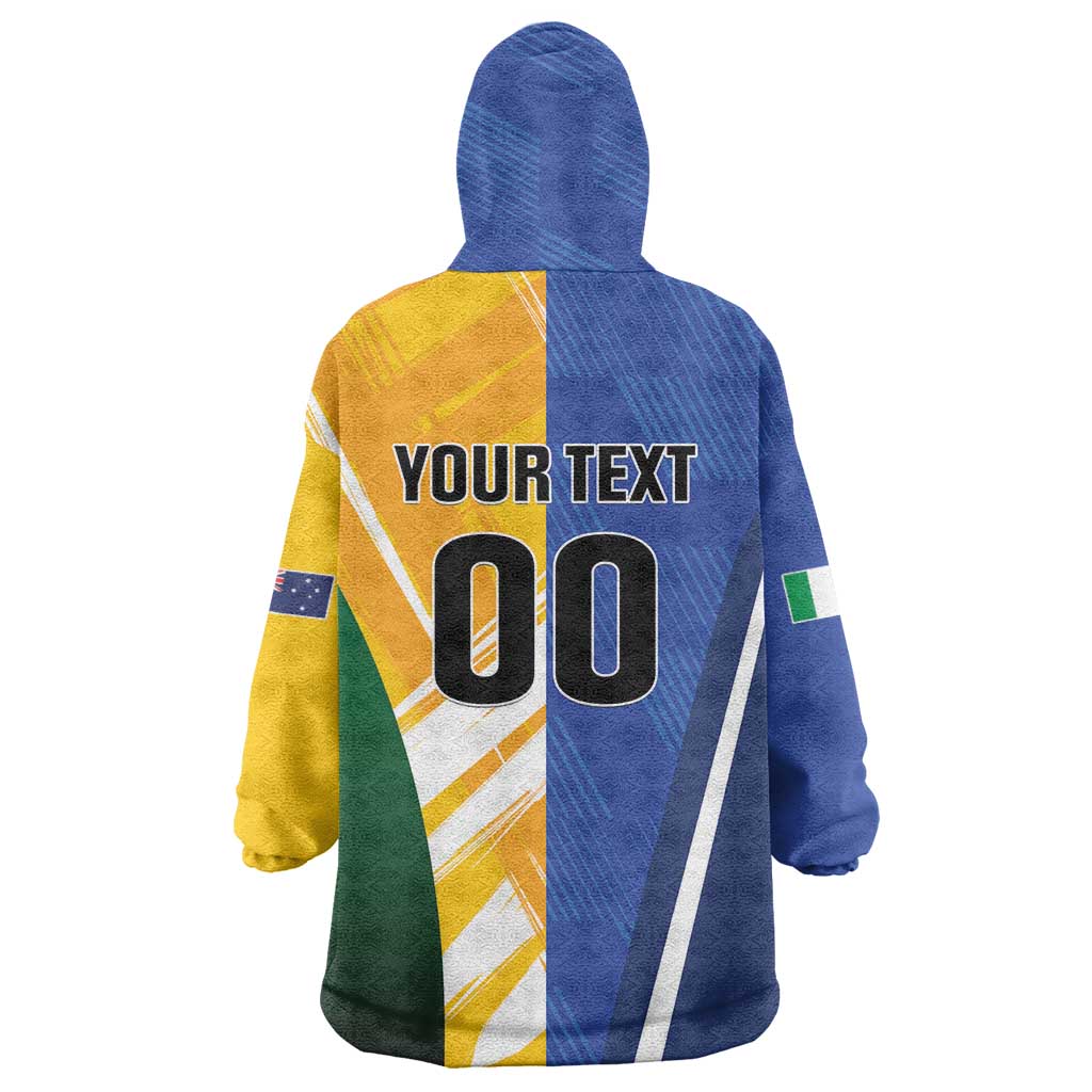 Custom Italy And Australia Soccer Wearable Blanket Hoodie Gli Azzurri Vs Socceroos