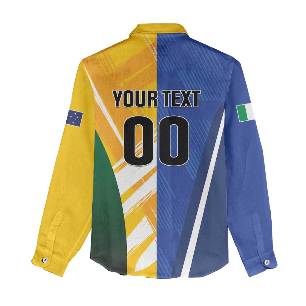 Custom Italy And Australia Soccer Women Casual Shirt Gli Azzurri Vs Socceroos