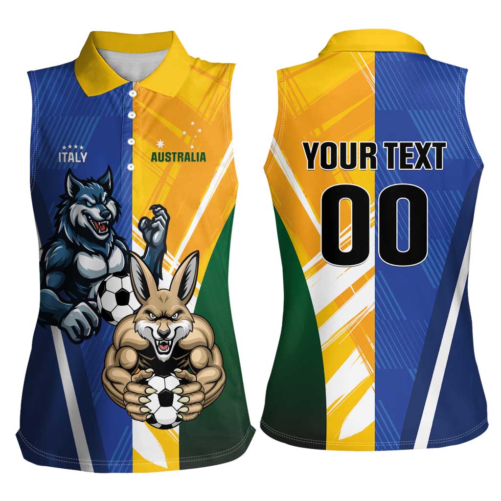 Custom Italy And Australia Soccer Women Sleeveless Polo Shirt Gli Azzurri Vs Socceroos