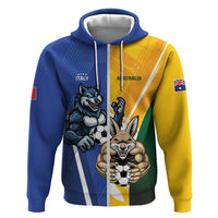 Custom Italy And Australia Soccer Zip Hoodie Gli Azzurri Vs Socceroos