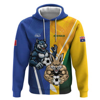 Custom Italy And Australia Soccer Zip Hoodie Gli Azzurri Vs Socceroos