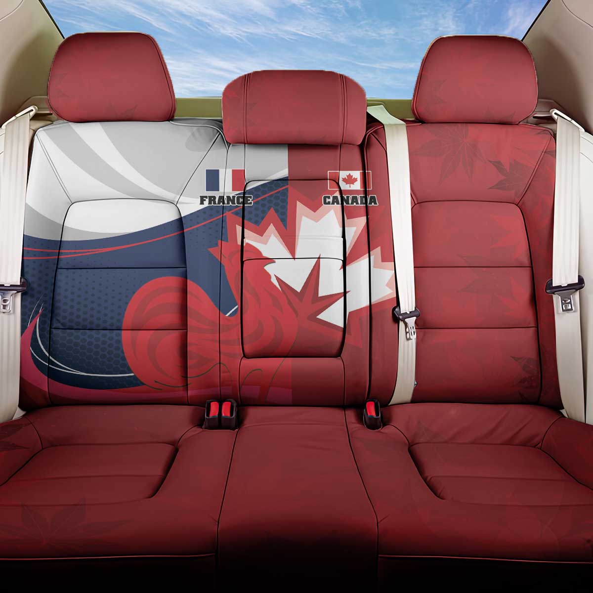 Rugby France And Canada Back Car Seat Cover Le XV de France Vs Canucks