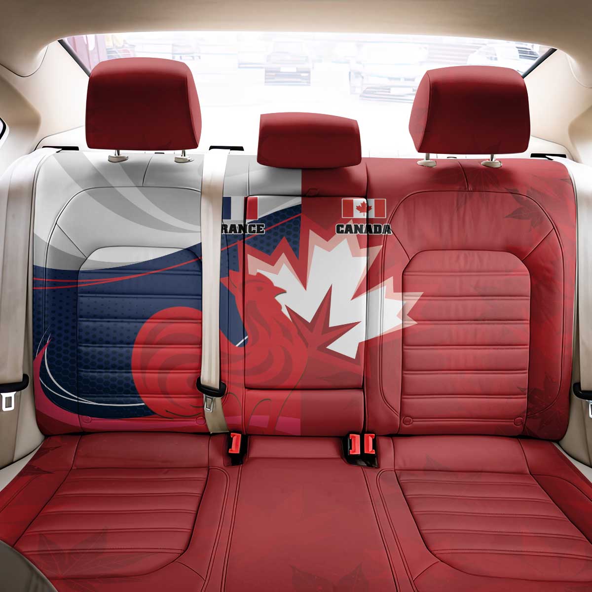 Rugby France And Canada Back Car Seat Cover Le XV de France Vs Canucks