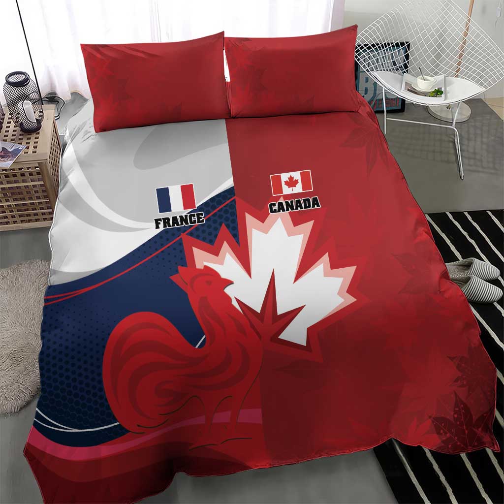 Rugby France And Canada Bedding Set Le XV de France Vs Canucks