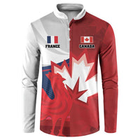 Custom Rugby France And Canada Button Sweatshirt Le XV de France Vs Canucks