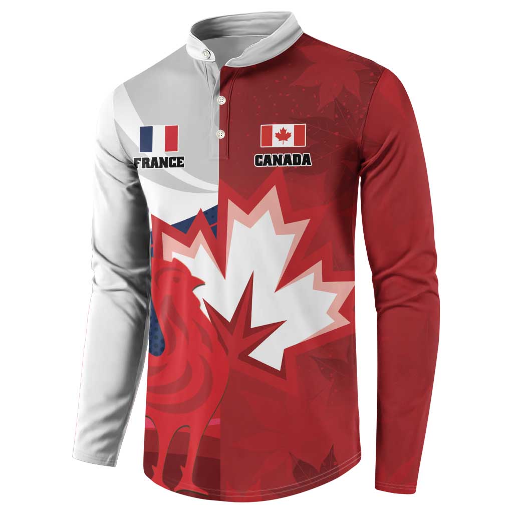 Custom Rugby France And Canada Button Sweatshirt Le XV de France Vs Canucks