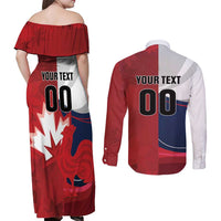 Custom Rugby France And Canada Couples Matching Off Shoulder Maxi Dress and Long Sleeve Button Shirt Le XV de France Vs Canucks
