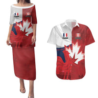 Custom Rugby France And Canada Couples Matching Puletasi and Hawaiian Shirt Le XV de France Vs Canucks