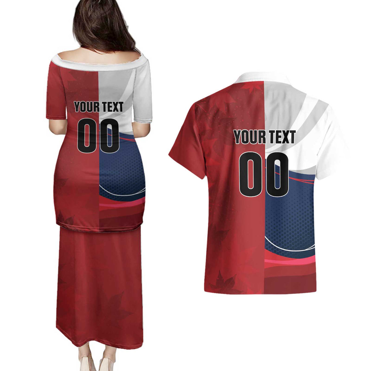 Custom Rugby France And Canada Couples Matching Puletasi and Hawaiian Shirt Le XV de France Vs Canucks