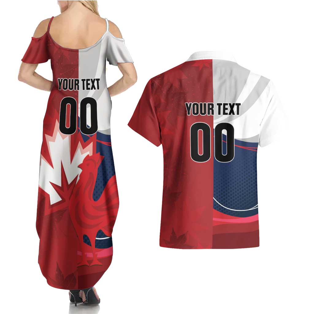 Custom Rugby France And Canada Couples Matching Summer Maxi Dress and Hawaiian Shirt Le XV de France Vs Canucks