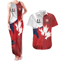 Custom Rugby France And Canada Couples Matching Tank Maxi Dress and Hawaiian Shirt Le XV de France Vs Canucks